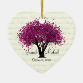 Plum Lila Tree Wedding Foto Keramikornament (Vorne)