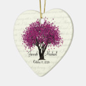 Plum Lila Tree Wedding Foto Keramikornament (Links)