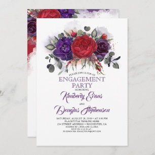 Plum Lila und burgundische florale Engagement Part Einladung