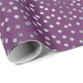Plum Lila und Silver Glitzer City Dots Geschenkpapier (Rolleneckpunkt)