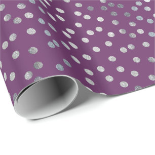 Plum Lila und Silver Glitzer City Dots Geschenkpapier