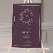 Plum Lila Wappen Monogram Begrüßung Acrylschild