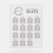 Plum Lila Wappen Monogram Wedding Seating Acrylschild (Vorderseite)