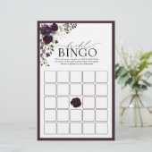 Plum Lila Watercolor Bridal Bingo Game (Stehend Vorderseite)