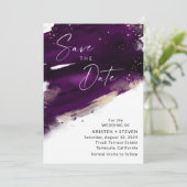 Plum Lila Watercolor Save the Date Einladung (Stehend Vorderseite)