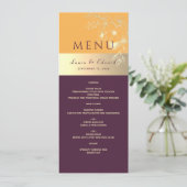 Plum Lila Wedding Menu Menükarte (Stehend Vorderseite)