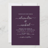 Plum Lila Wedding Modern Typografy Einladung (Vorderseite)