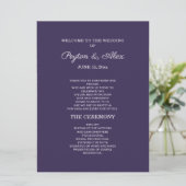 Plum Lila Wedding Program doppelseitig Programm (Stehend Vorderseite)