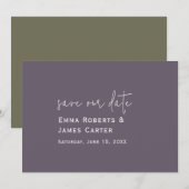 Plum Lila Wedding Save the Date (Vorne/Hinten)