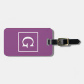 Plum Lila White Gerahmt Initial Monogram Gepäckanhänger (Vorderseite horizontal)
