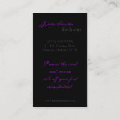 Plum Lila Zebra Print Pattern Business Card Visitenkarte (Rückseite)