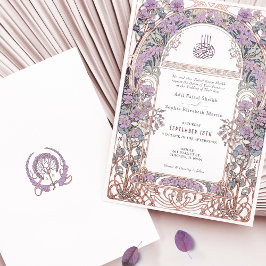 Plum Lilac Art Nouveau Inspiriert Islamische Hochz Einladung