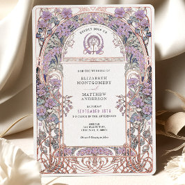 Plum & Lilac Art Nouveau Liebe Gewerkschaft Einlad Einladung