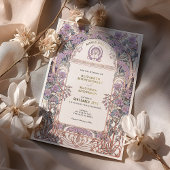 Plum & Lilac Art Nouveau Liebe Gewerkschaft Einlad Folieneinladung