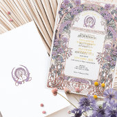 Plum & Lilac Art Nouveau Liebe Gewerkschaft Einlad Folieneinladung