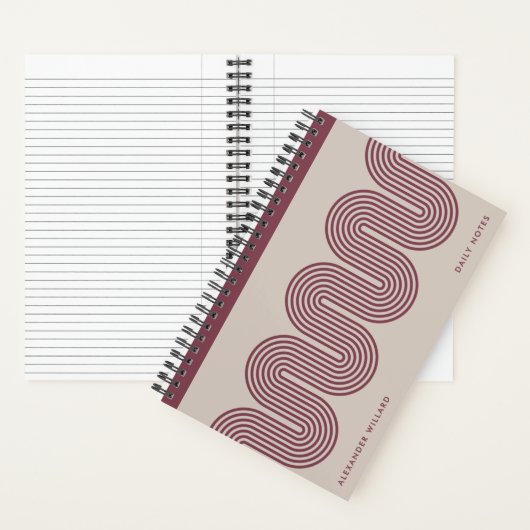 Plum Lombard Wavy Lines Modern Custom Notebook Notizblock (Innen)
