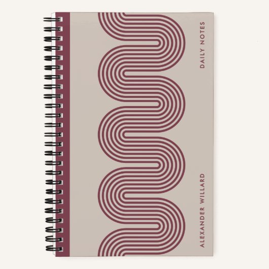 Plum Lombard Wavy Lines Modern Custom Notebook Notizblock (Vorderseite)