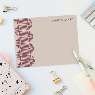 Plum Lombard Wavy Lines Modern Stationery Card Mitteilungskarte