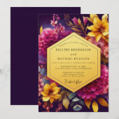 Plum Luminous Bloom Wedding Einladung (Vorne/Hinten)