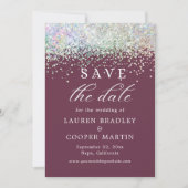 Plum Luxury Glitzer Wedding Save the Date (Vorderseite)