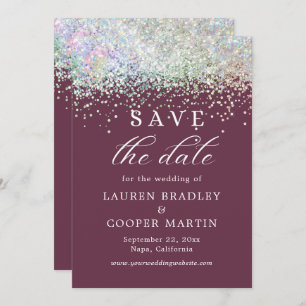 Plum Luxury Glitzer Wedding Save the Date