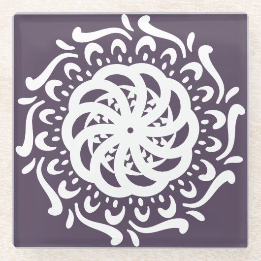 Plum Mandala Glasuntersetzer (Vorderseite)