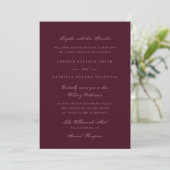 Plum Maroon Formal Calligraphy Elegant Wedding Einladung (Stehend Vorderseite)
