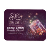 Plum Mason Jar Fireflies Save the Date Magnet (Horizontal)