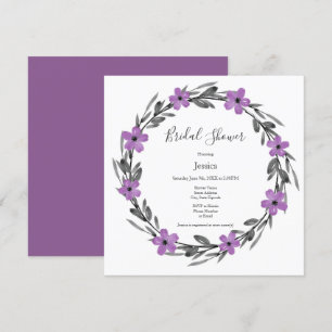 Plum Mauve Grau Schwarze Wasserfarbenwelt Blumenre Einladung