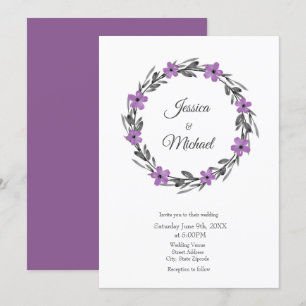 Plum Mauve Grau Schwarze Wasserfarbenwelt Blumenre Einladung