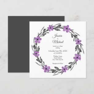 Plum Mauve Grau Schwarze Wasserfarbenwelt Blumenre Einladung