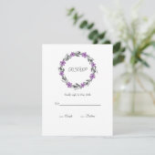 Plum Mauve Grau Schwarze Wasserfarbenwelt Blumenre RSVP Karte (Stehend Vorderseite)