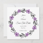 Plum Mauve Grau Schwarze Wasserfarbenwelt Blumenre Save The Date (Vorderseite)