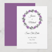 Plum Mauve Grau Schwarze Wasserfarbenwelt Blumenre Save The Date (Vorne/Hinten)