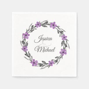 Plum Mauve Grau Schwarze Wasserfarbenwelt Blumenre Serviette