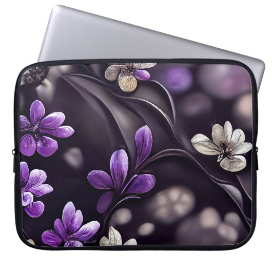PLUM MIT DELIKATEN PURPLE-BLUMEN LAPTOPSCHUTZHÜLLE (Vorderseite)