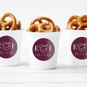 Plum Modern Initials Monogram Wedding Runder Aufkleber