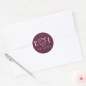 Plum Modern Initials Monogram Wedding Runder Aufkleber (Umschlag)