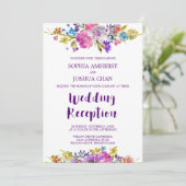 Plum Monogram Backing Wedding Reception Einladung (Stehend Vorderseite)