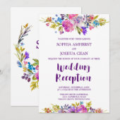 Plum Monogram Backing Wedding Reception Einladung (Vorne/Hinten)