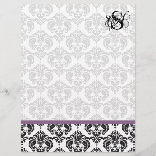 Plum Monogram Damask (Vorderseite)