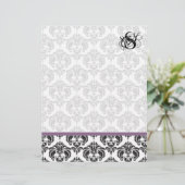 Plum Monogram Damask (Stehend Vorderseite)
