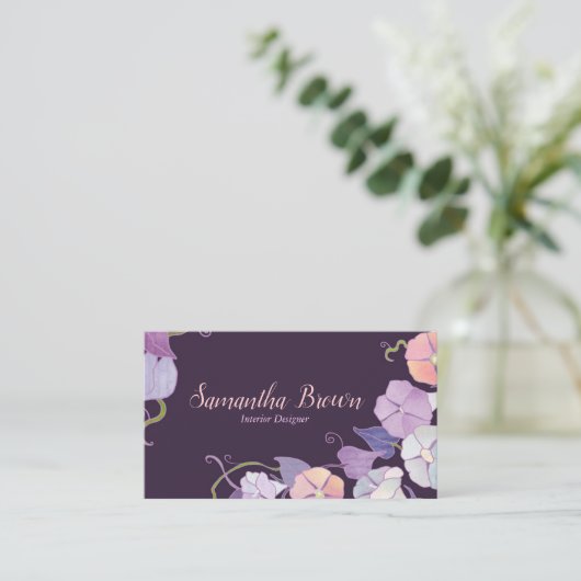 Plum Morning Glory Interior Design Visitenkarte (Stehend Vorderseite)