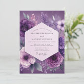 Plum Mystical Bloom Wedding Einladung (Stehend Vorderseite)