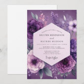 Plum Mystical Bloom Wedding Einladung (Vorne/Hinten)