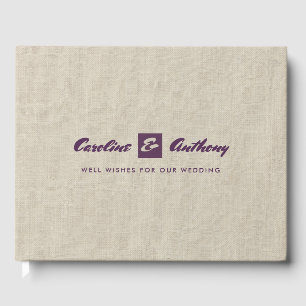 Plum Natural Burlap Texture Wedding Guest Books Gästebuch