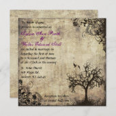 Plum New Life Vintage Hochzeit Einladung (Vorne/Hinten)