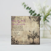 Plum New Life Vintage Hochzeit Einladung (Stehend Vorderseite)