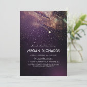 Plum Night Gold Shooting Star Brautparty Einladung (Stehend Vorderseite)