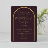 Plum Noir Purple Wedding Invitation Folieneinladung (Stehend vorne)